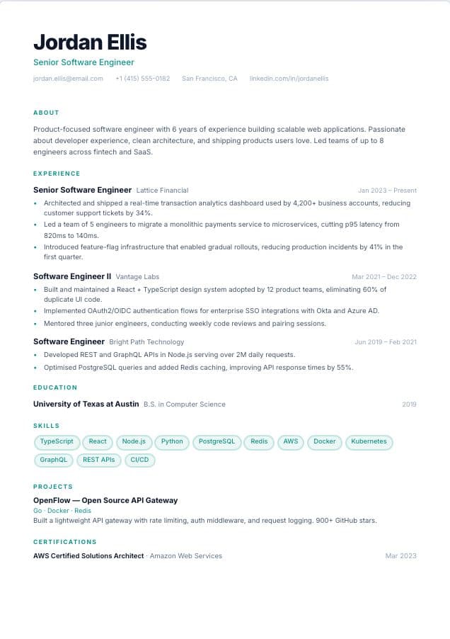 Minimal resume template