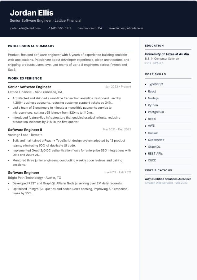 Professional resume template