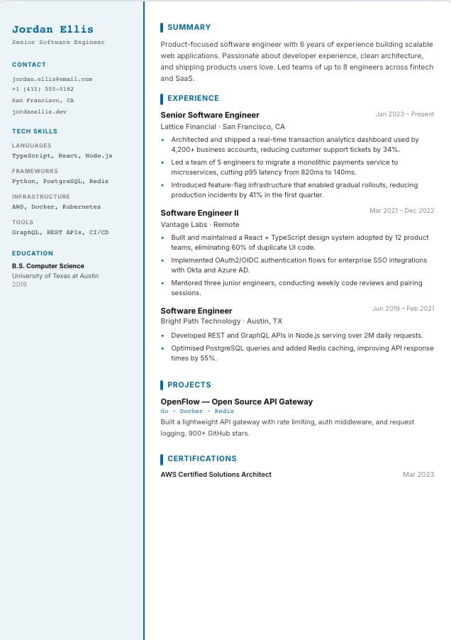 Technical resume template