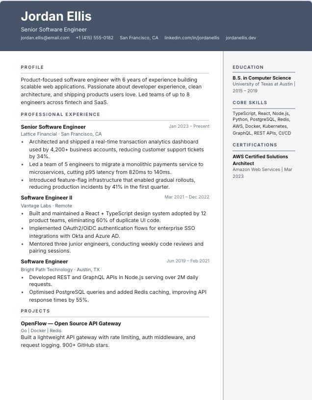 Administrative resume template: two-column Operations & admin design